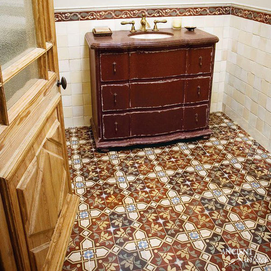 reclaimed_antique_cement_tiles_by_Ancient_Surfaces_handmade_Mediterranean_floor_wall_tiles_vintage_geometric_and_floral_designs_luxury_interior_exterior_restoration